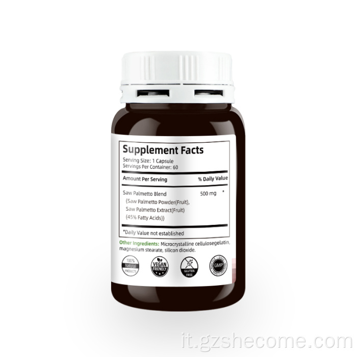 Capsule di Saw Palmetto Supporto per i capelli urinari della prostata